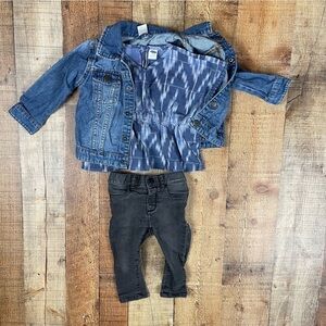 Old Navy H&M 12-18 Months Denim Jacket Jeans Chambray Top Fall Winter Outfit